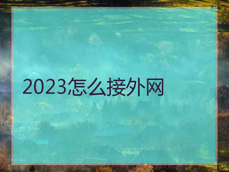 2023怎么接外网